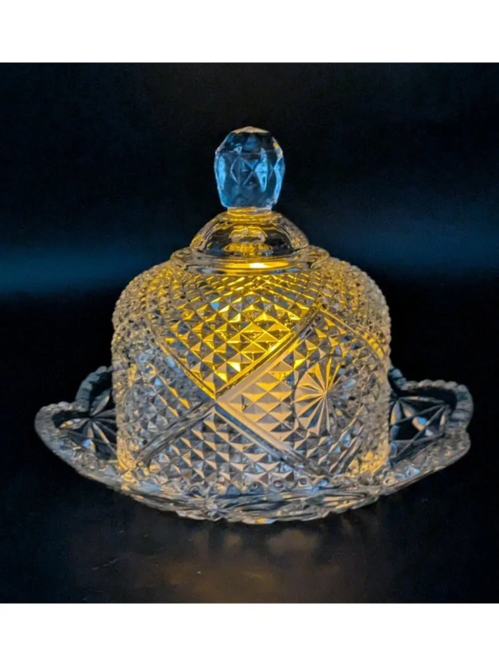 Vintage Avon 2 Piece Fostoria Glass Covered Butter Cheese Dish Dome Cloche 5